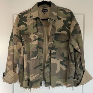 Topshop, Camo Jean Jacket, Size M / US 8-10